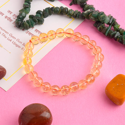 Authentic Citrine Crystal Bracelet for Reiki Healing β 8 MM Beads for Abundance, Positivity, and Solar Plexus Chakra