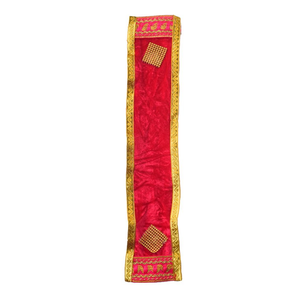 Premium Pink Velvet Ganpati Idol Patka with Beaded Work - 15 Inch