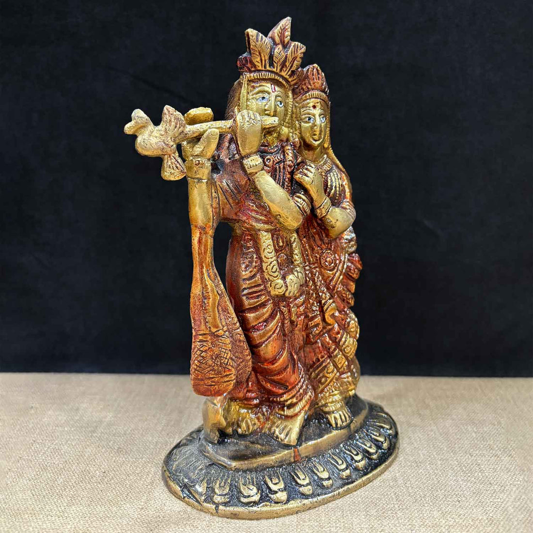 7.1 Inch Brass Radha Krishna Pair Idol