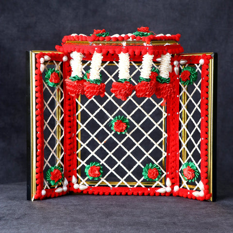 Beautiful Phool Bangla floral decoration designed for Eco Friendly Ganesha idol, featuring vibrant fresh flowers arranged in a traditional style to enhance festive decor and spiritual ambiance. Indiaβs Largest Pooja Accessories Brand β www.satvikworld.com