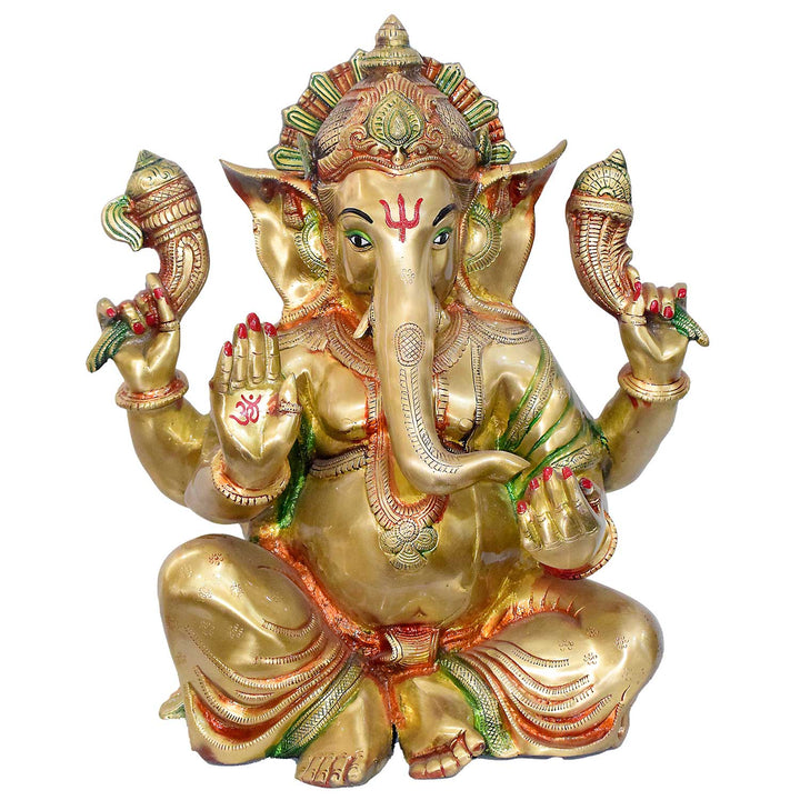 Exquisite Brass Ganpati Idol for Home and Temple | Intricately Designed Large Brass Ganesha Statue for Puja & Decor | Buy Premium Hindu God Idols Online | India's Largest Puja Accessories Brand - Satvik No. 1 Brass Idol Collection
