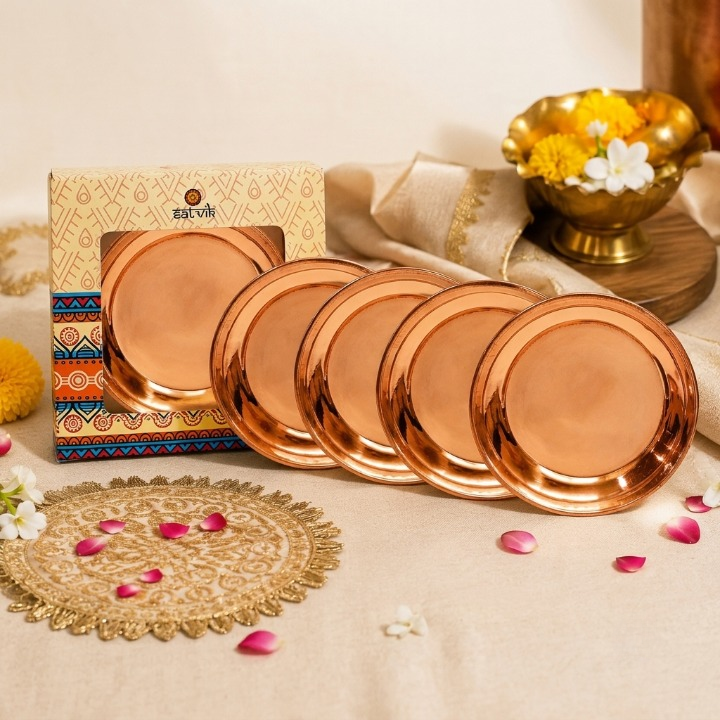 Copper Laddu Gopal Bhog Thali Set