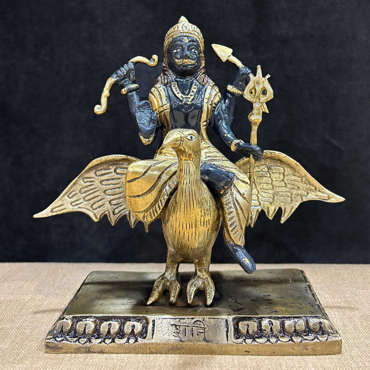 6.7 Inch Brass Shani Dev Idol β Meticulously Crafted Statue of Lord Shani, the Divine Symbol of Justice, Discipline, and Protection, Ideal for Home Temple, Vastu Remedies, and Spiritual Worship. No.1 Brass Idol Store www.satvikstore.in