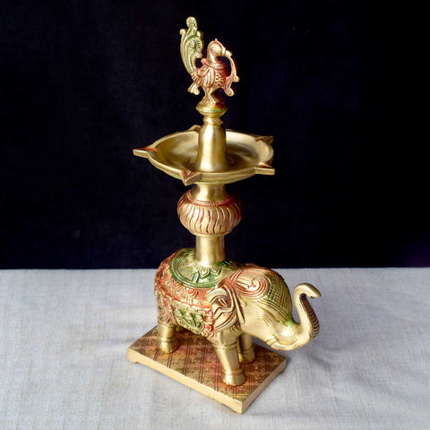 12.2 Inch Brass Elephant Diya Stand β Traditional Oil Lamp for Pooja, Home Temple DΓ©cor, and Auspicious Rituals. No.1 Brass Idol Store www.satvikstore.in