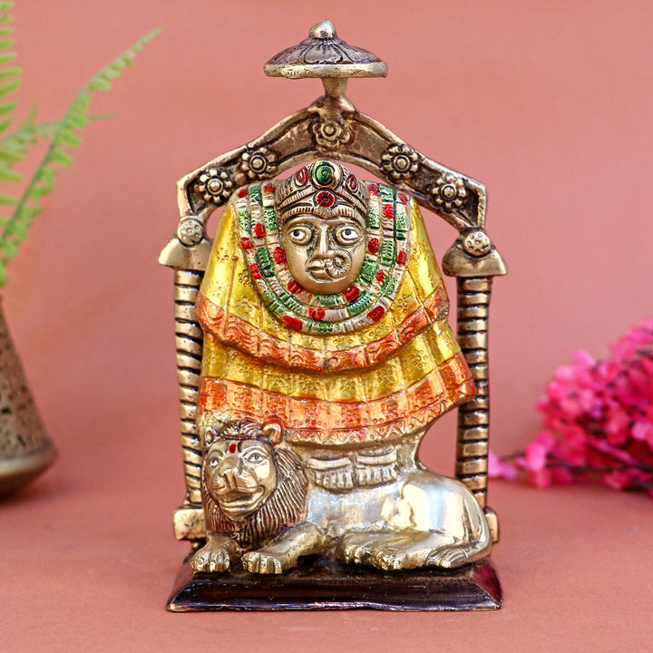 6.8 Inch Brass Vidyavasini Maa Idol with intricate detailing, radiating divine wisdom and strength—perfect for temple setup, home décor, or gifting. No.1 Brass Idol Store www.satvikstore.in