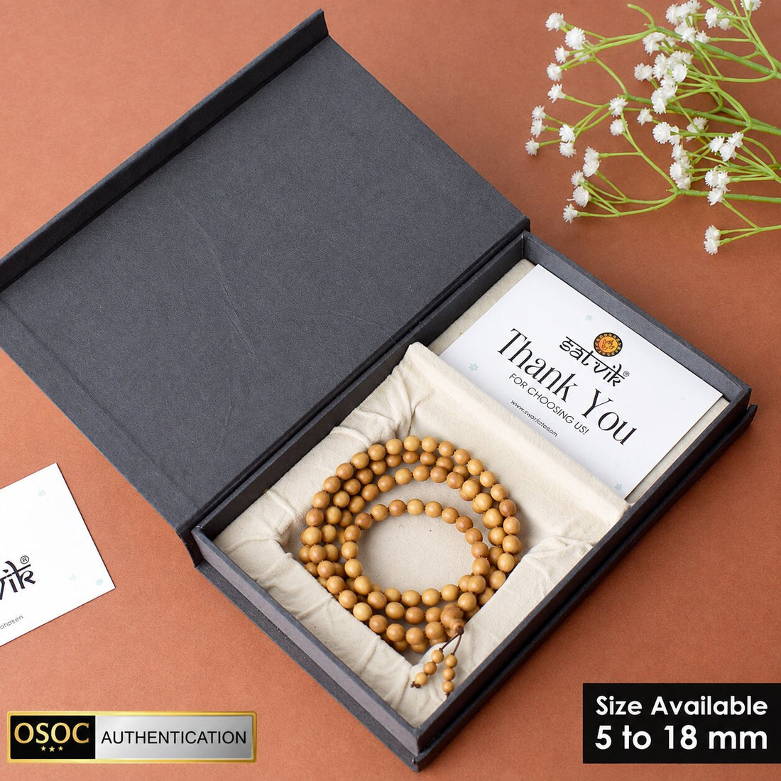 Certified Authentic Mysore White Sandalwood Jap Mala for Japa and Meditation. Indiaβs Premium Jap Mala Store - www.satvikstore.in