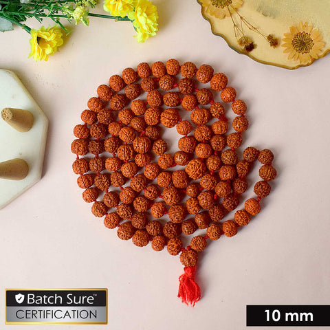 Certified dark brown rudraksha mala used for meditation, prayer, and spiritual healing. Indiaβs Premium Rudraksha Jap Mala Store- www.satvikstore.in