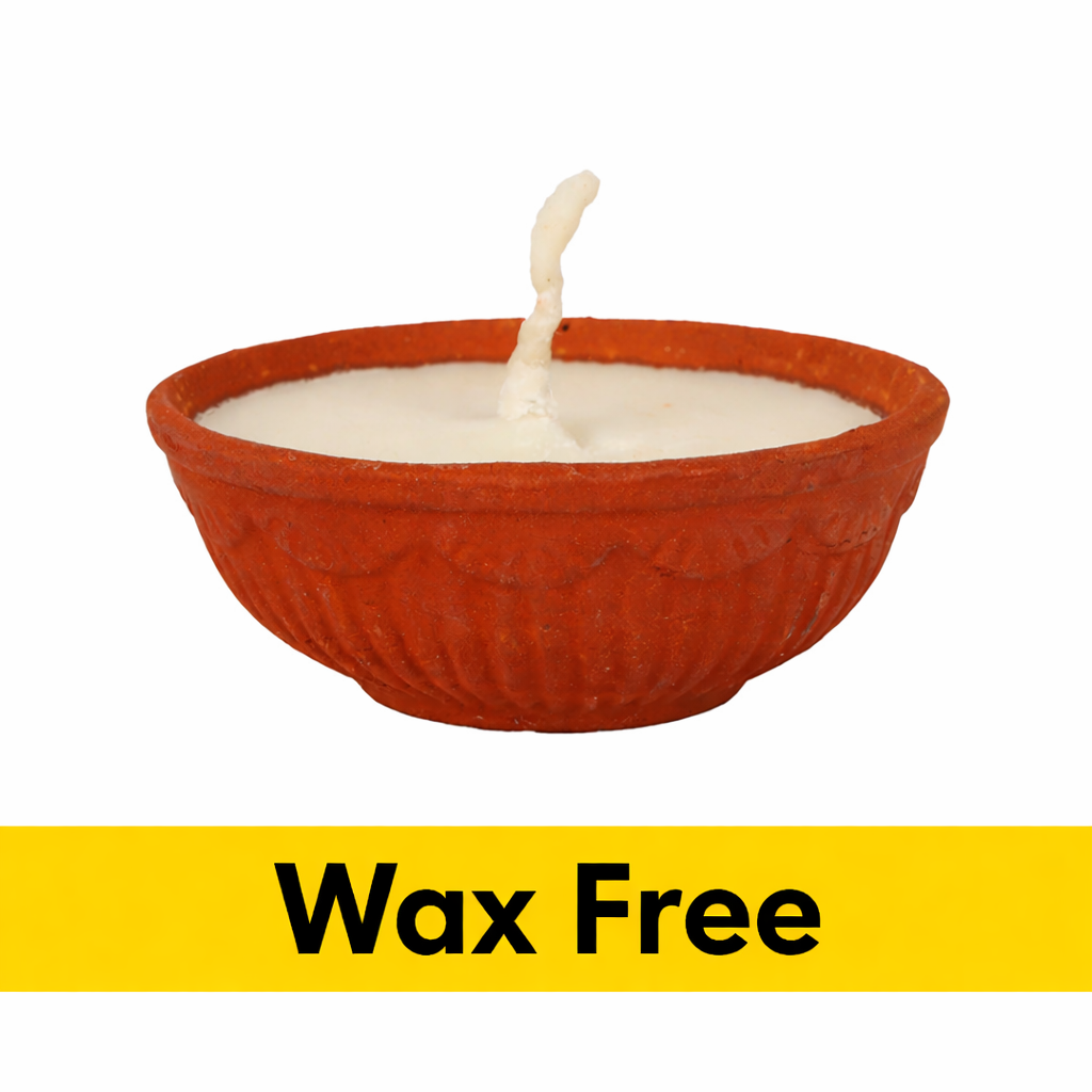 Satvik Pure Desi Ghee Akhand Jyot 6 to 8 Hours Burning Clay Diya Pack of 1