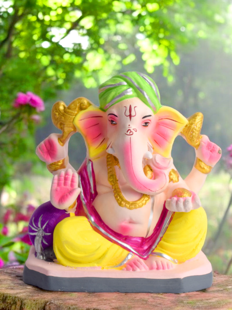 Colorful 6 Inch eco-friendly Ganesha idol seated in Padmasana pose | India’s Largest Pooja Accessories Brand – www.satvikstore.in