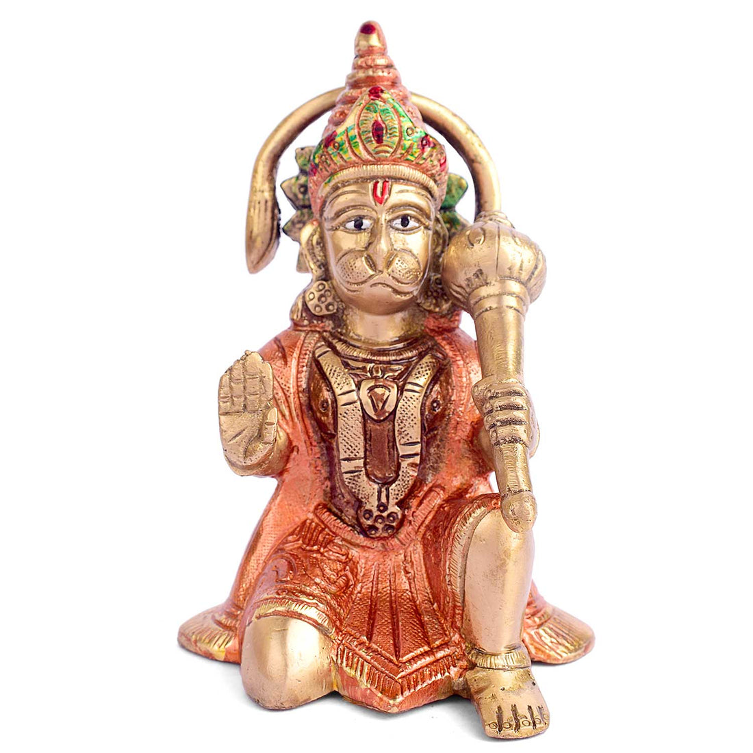 8.7 Inch Brass Colored Hanuman Idol