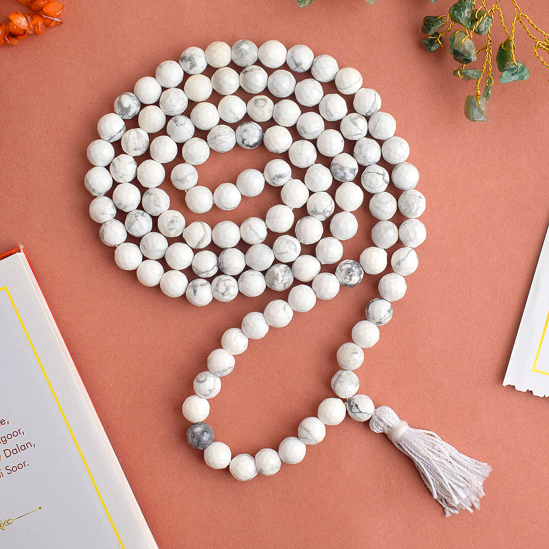 Howlite Crystal Necklace | 6MM Beads for Chakra Healing & Calm