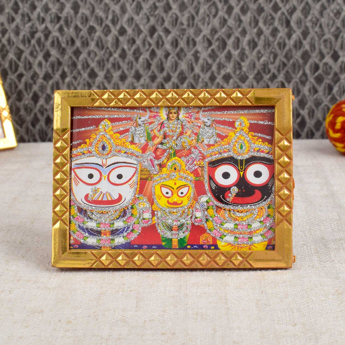 Big Lord Jagannath car dashboard idol with vibrant colors, symbolizing divine presence, protection, and spiritual blessings during travel. Indiaโs Largest Pooja Accessories Brand - www.satvikstore.in