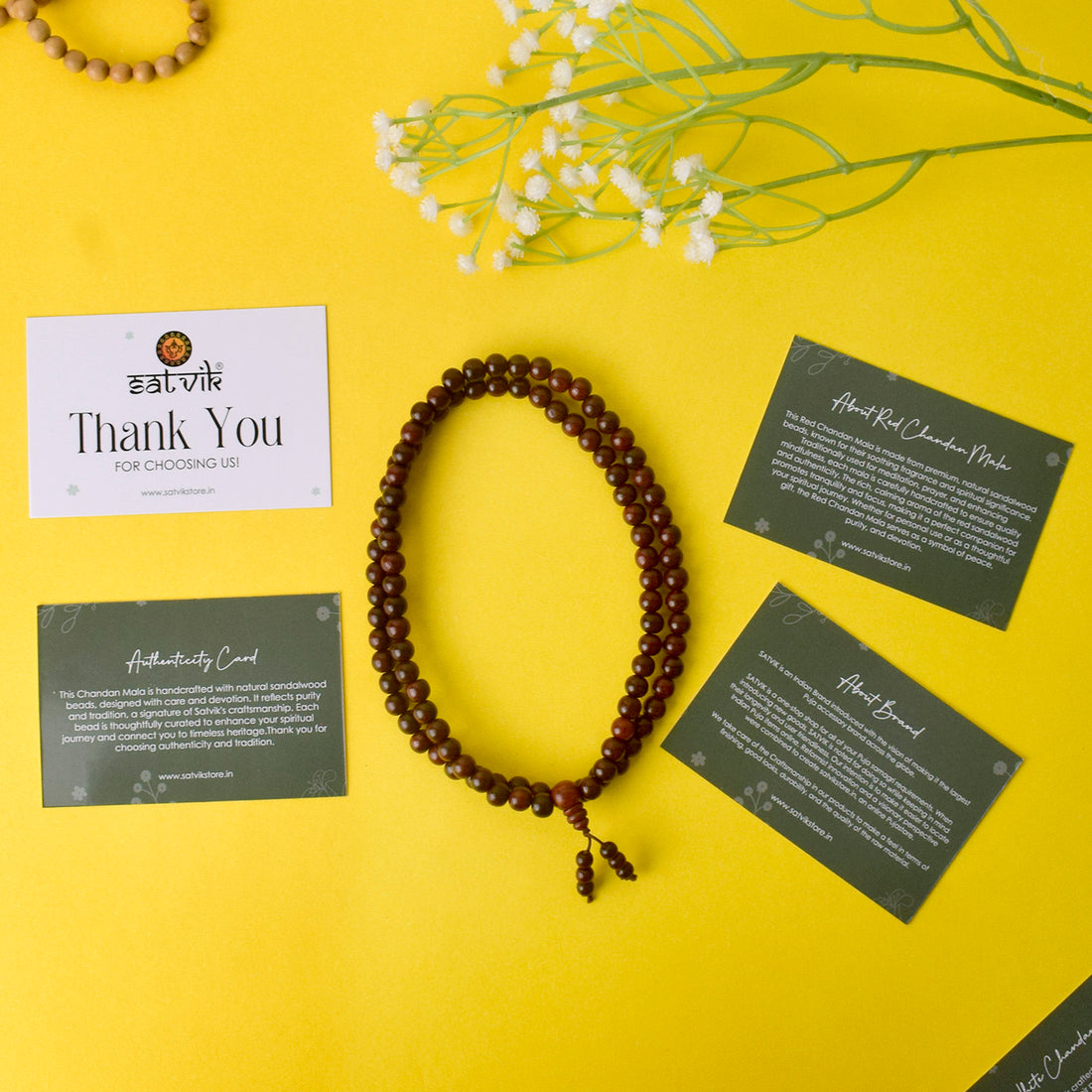 Certified 100% Original Authentic Pure Red Sandalwood Jap Mala (Andhra Pradesh)