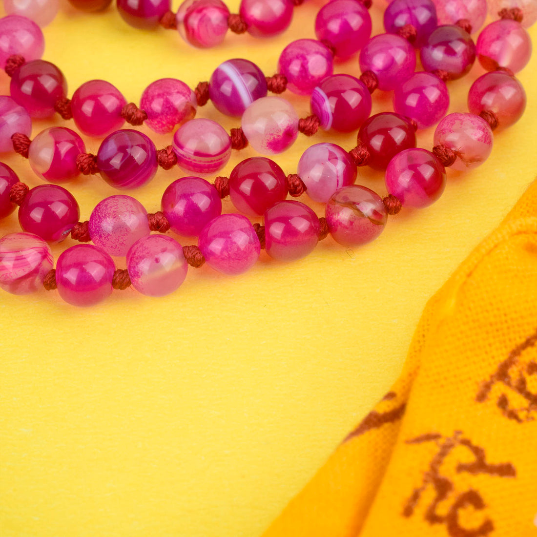 Premium Hakik Jap Mala Crystal Pink hakik