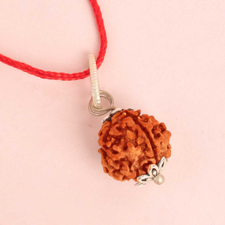 Certified 4 Mukhi Rudraksha Pendant with metal cap for communication and wisdom. India’s Premium Rudraksha Jap Mala Store- www.satvikstore.in