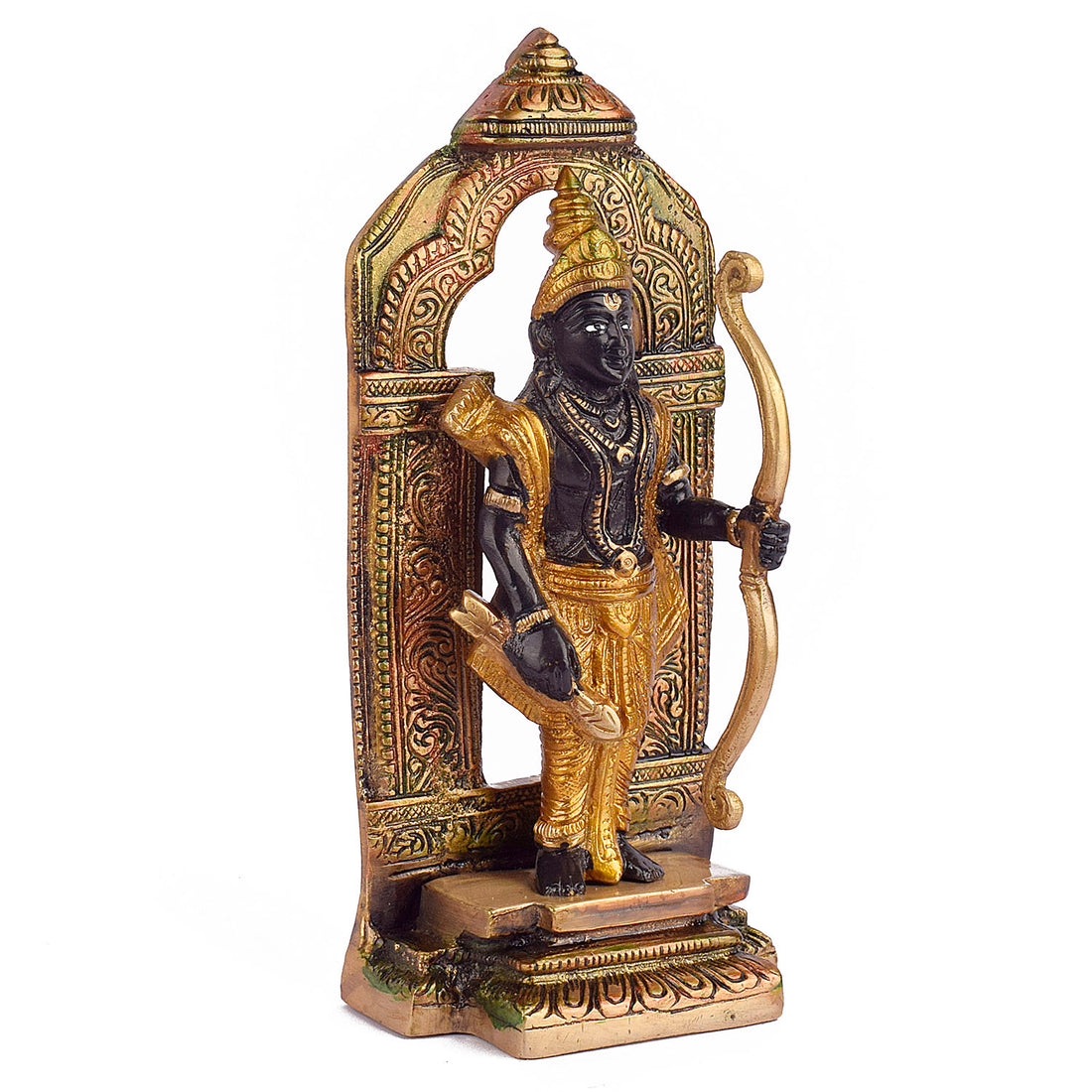 8.4 Inch Antique Brass Ram with Bow Statue