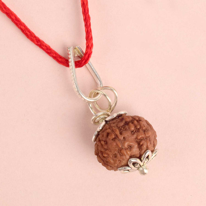 Certified 8 Mukhi Rudraksha Pendant with metal cap for clarity and protection. India’s Premium Rudraksha Jap Mala Store- www.satvikstore.in