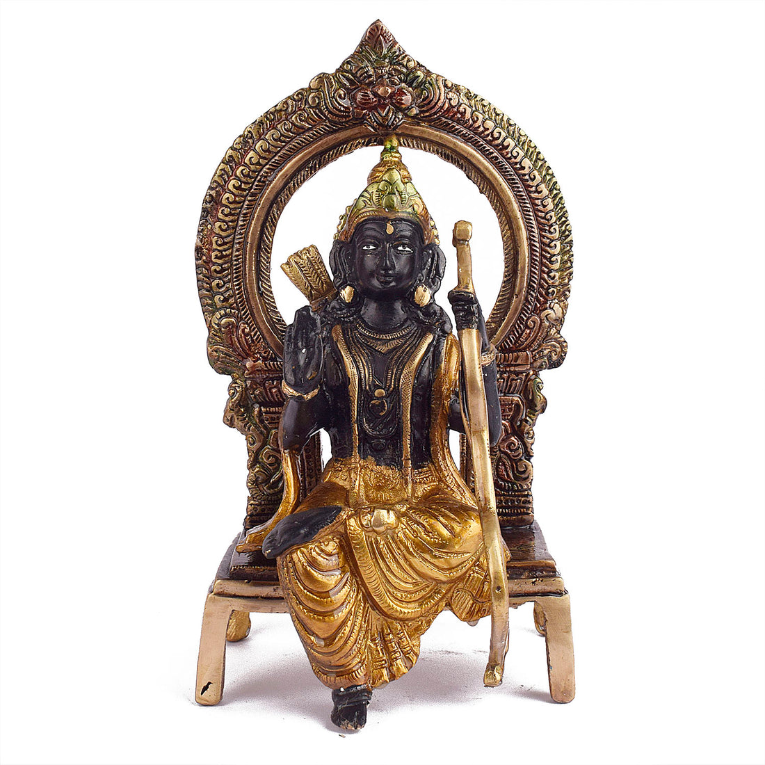 8.4 Inch Brass Ram with Bow Idol in Sitting Pose