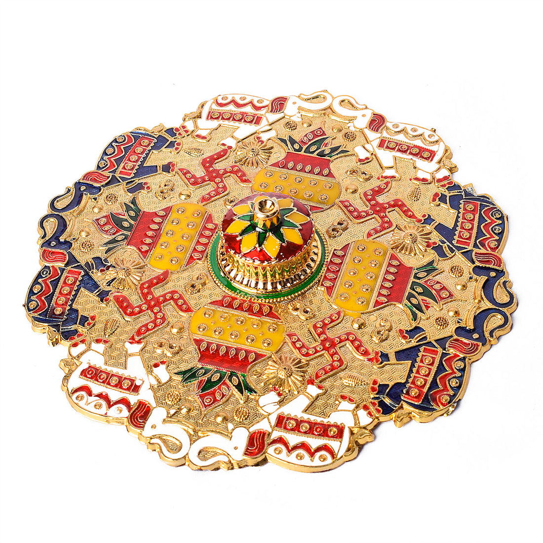 Kumkum Holder Adorned with Intricate Traditional Patterns
