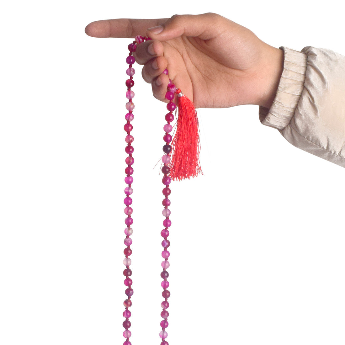 Premium Hakik Jap Mala Crystal Pink hakik