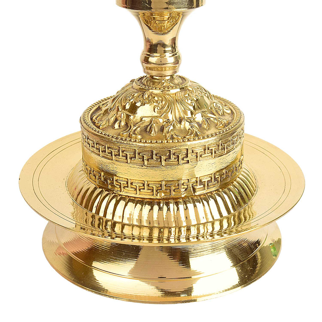 13 Inch Brass 1 Step Embossed Peacock Kerala Stand Diya