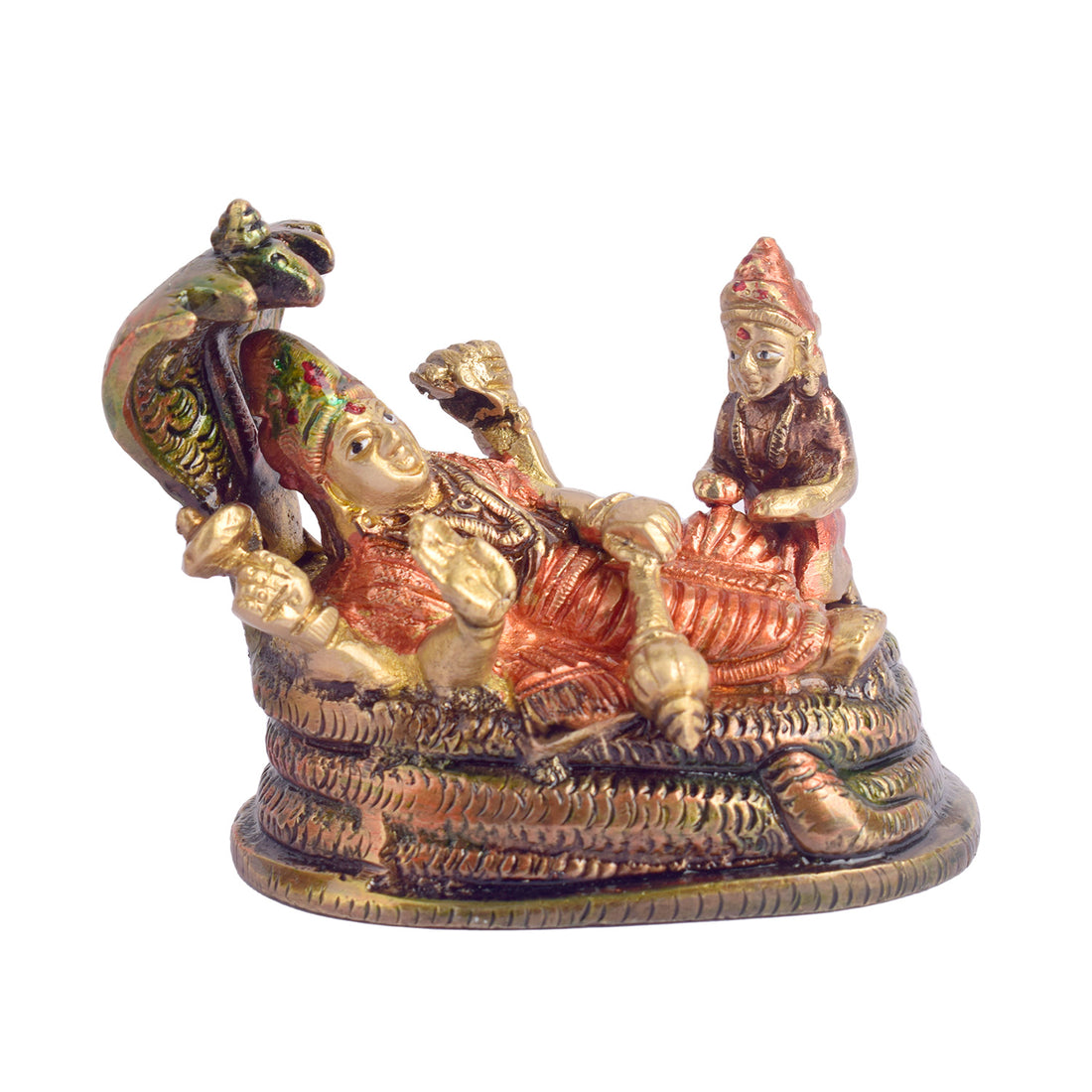 3.1 Inch Small Brass Vishnu Laxmi Idol