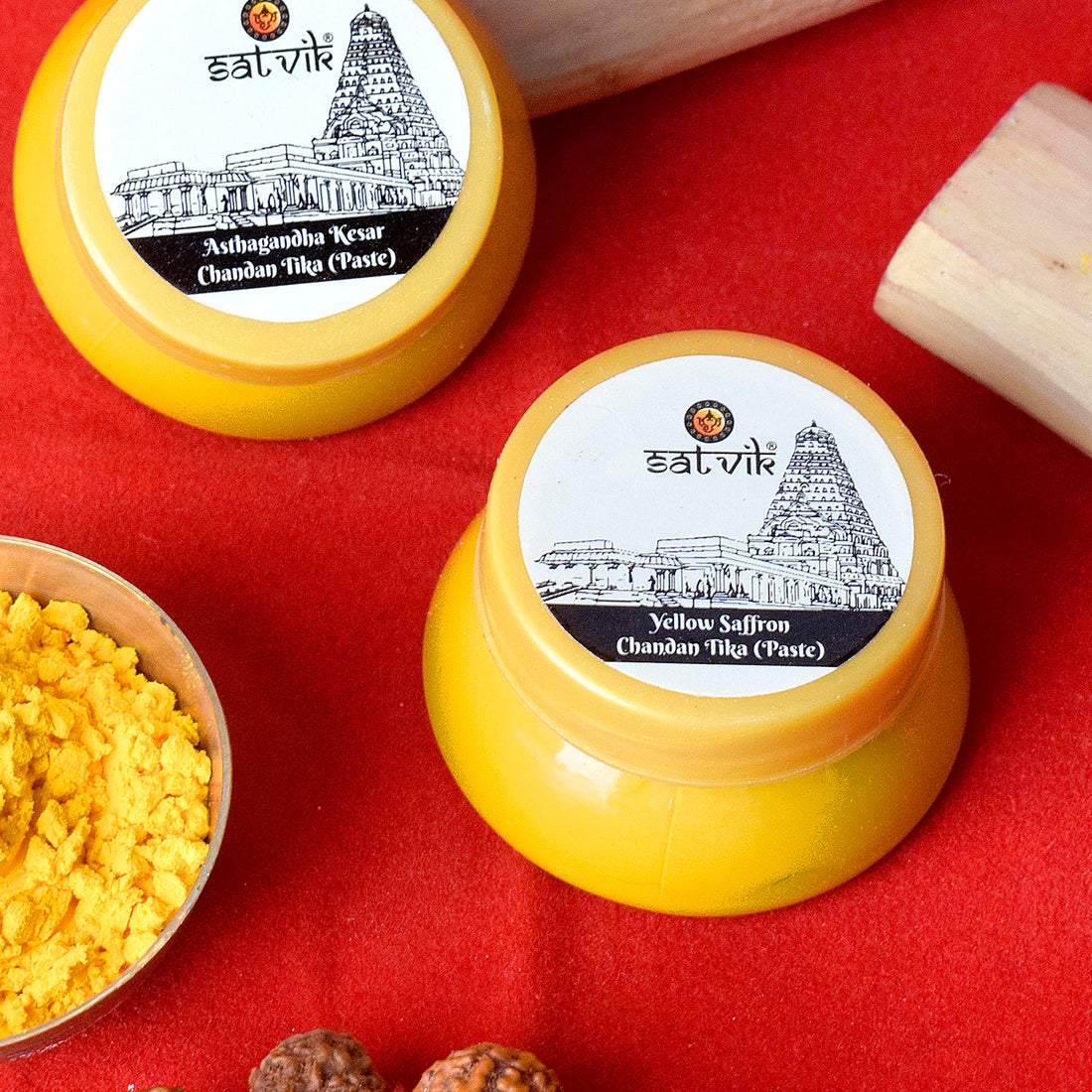 Yellow Saffron Chandan Tika Paste (Chandan Tilak)