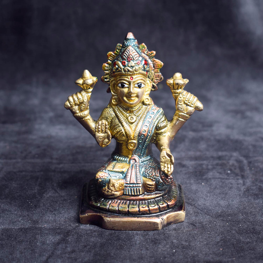 4.1 Inch Divine Brass Lakshmi Ganesh Murti