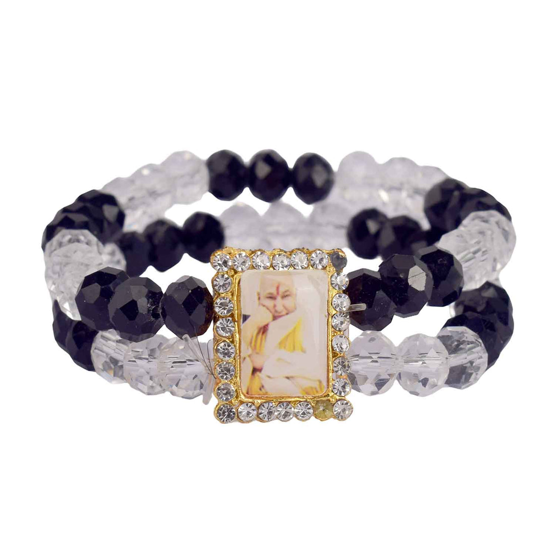 Guruji Swaroop Bracelet β Clear & Black Beads