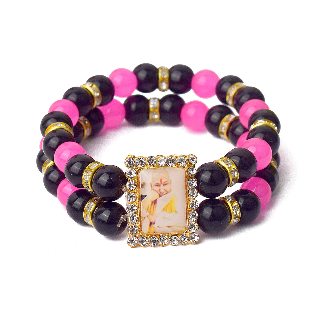 Eclectic Elegance Black And Pink Guru Ji Bracelets