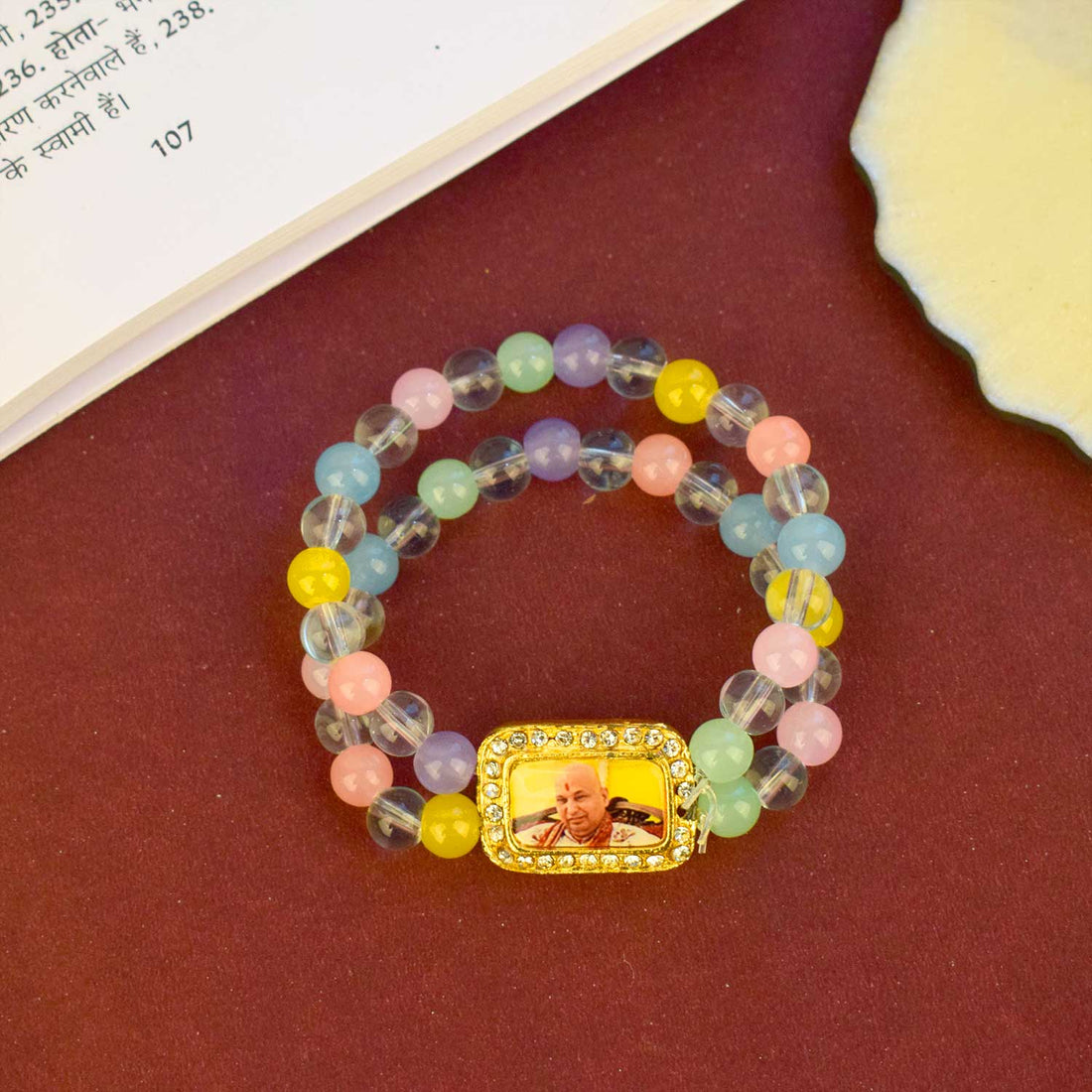 Guruji Swaroop Bracelet β Clear & Multicoloured Beads