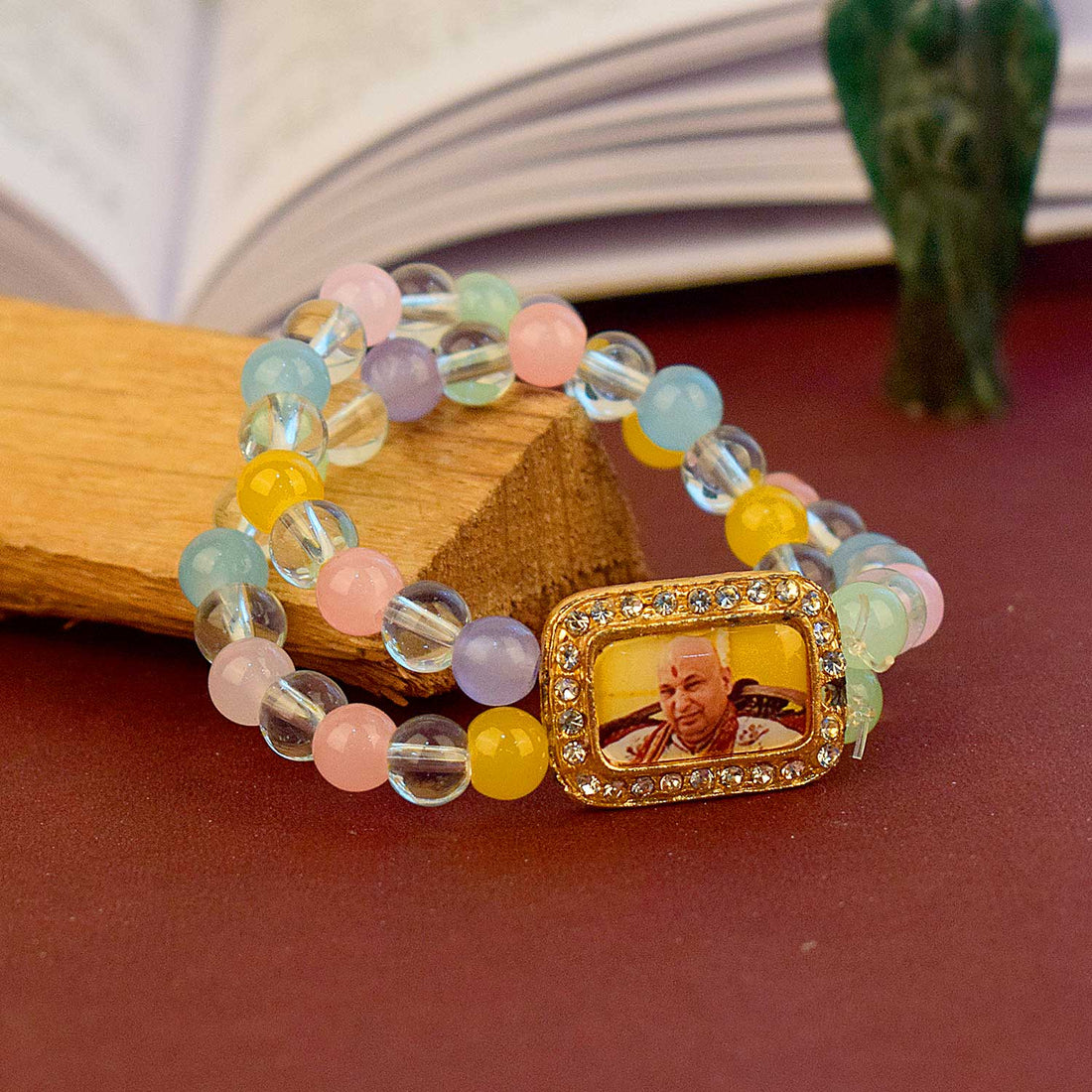 Guruji Swaroop Bracelet β Clear & Multicoloured Beads