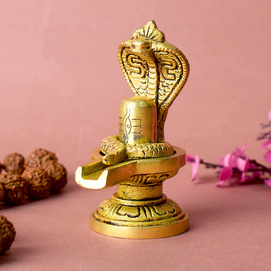 Brass Shivling With Nag