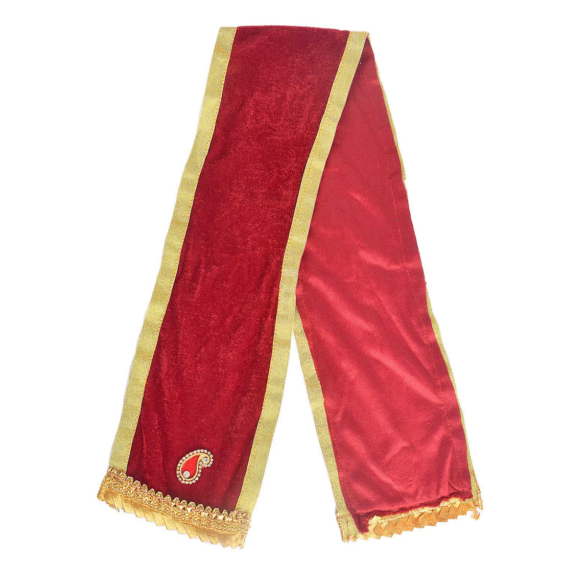 Designer Velvet Maroon Ganpati Idol Patka - 32 Inch