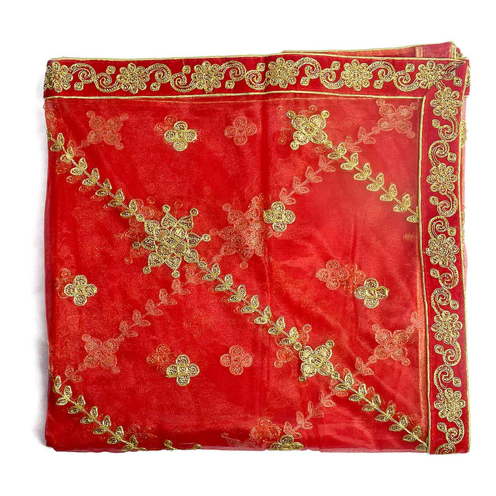 Graceful Mata Ki Chunri adorned with intricate golden embroidery, ideal for Devi Puja, temple offerings, and religious ceremonies. Measuring 216 cm (85 inches) in length and 104 cm (41 inches) in height, this Chunri is crafted from high-quality fabric with elegant gold detailing. Perfect for Navratri, Durga Puja, and festive decorations.
Shop Premium Mata Ki Chunri, Designer Devi Chunri, and more at Satvik Store for authentic spiritual products