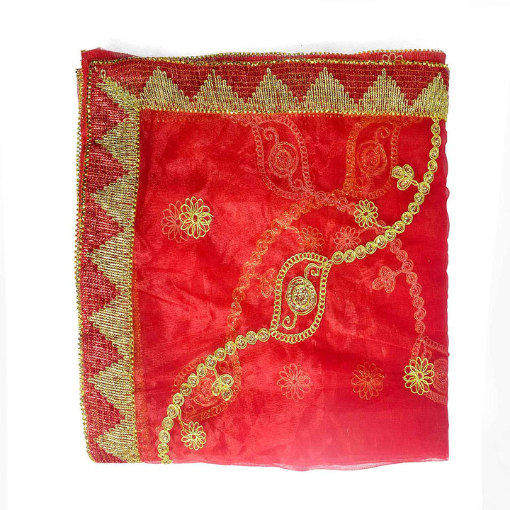 Traditional Mata Ki Chunri with intricate golden embroidery, ideal for Devi Puja, temple offerings, and festive rituals. Measuring 214 cm (84 inches) in length and 101 cm (40 inches) in height, this Chunri is made with premium fabric and elegant gold detailing. Perfect for Navratri, Durga Puja, and other religious ceremonies.
Find Exclusive Mata Ki Chunri Designs, Large Devi Chunri, and more at Satvik Store for authentic spiritual products.