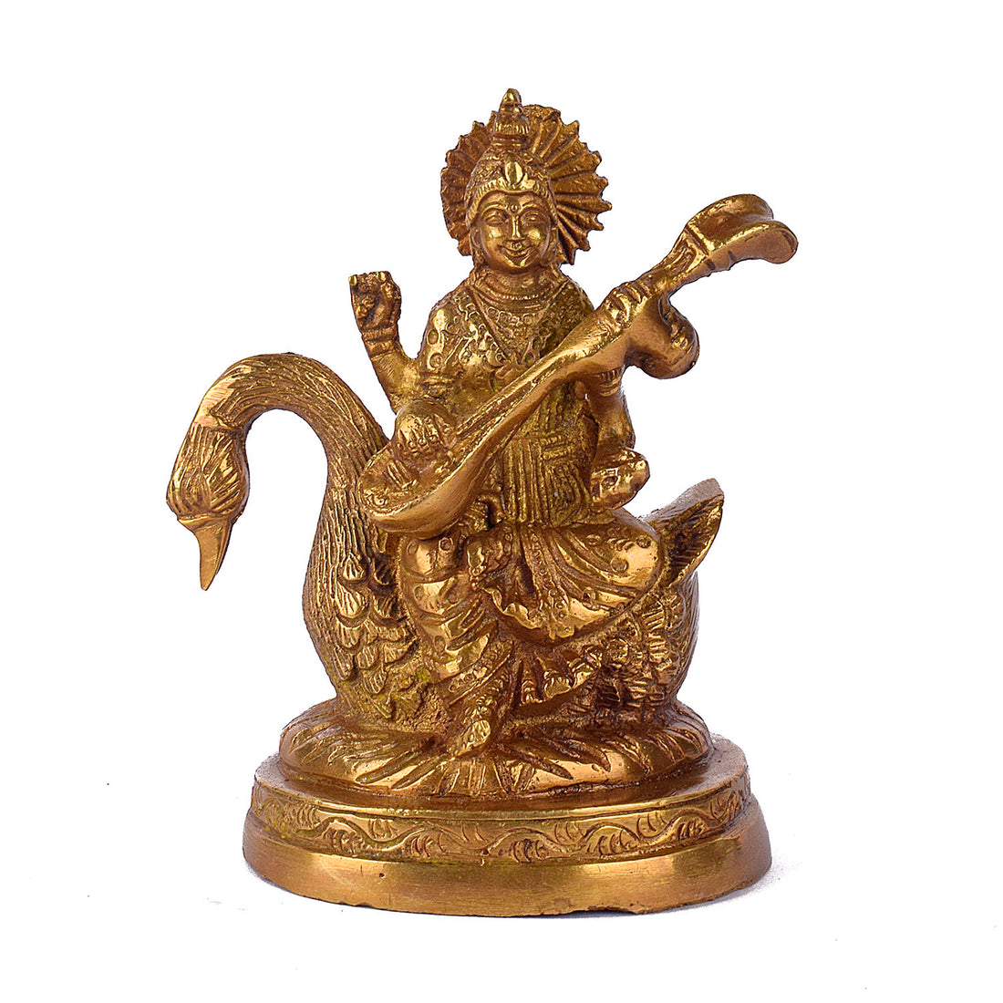 4.7 Inch Divine Brass Saraswati Maa Idol