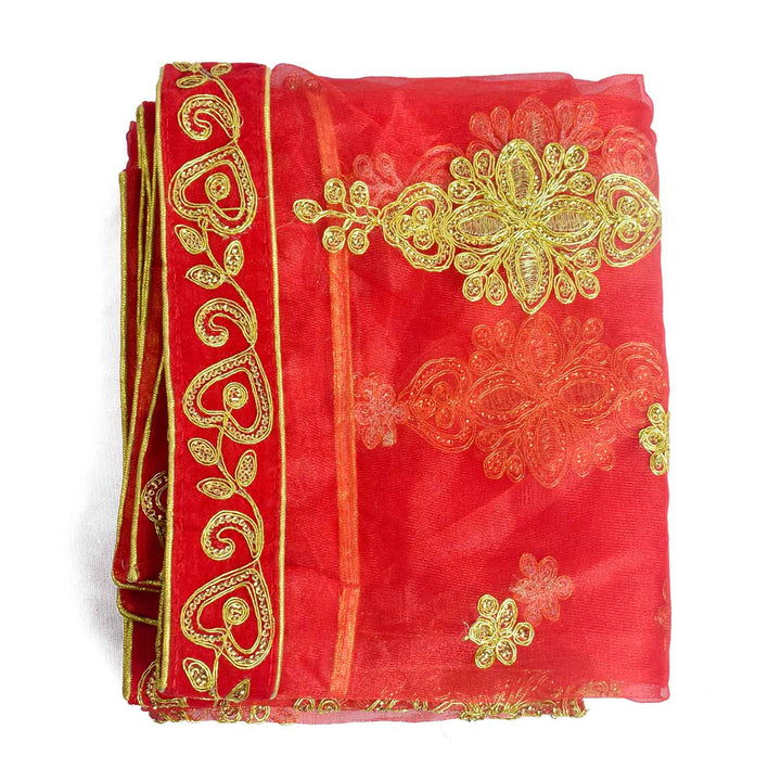 Elegant Mata Ki Chunri with Golden Floral Motifs – Perfect for Devi Puja and Festive Decor
Enhance your spiritual rituals with this beautiful Mata Ki Chunri, adorned with intricate golden floral motifs. Measuring 214 cm (84 inches) in length and 103 cm (40.5 inches) in height, this Chunri is made from premium-quality fabric with rich gold detailing. Ideal for Navratri, Durga Puja, temple offerings, and festive decor, it adds a divine touch to your prayers and celebrations.
Shop authentic Mata Ki Chnni