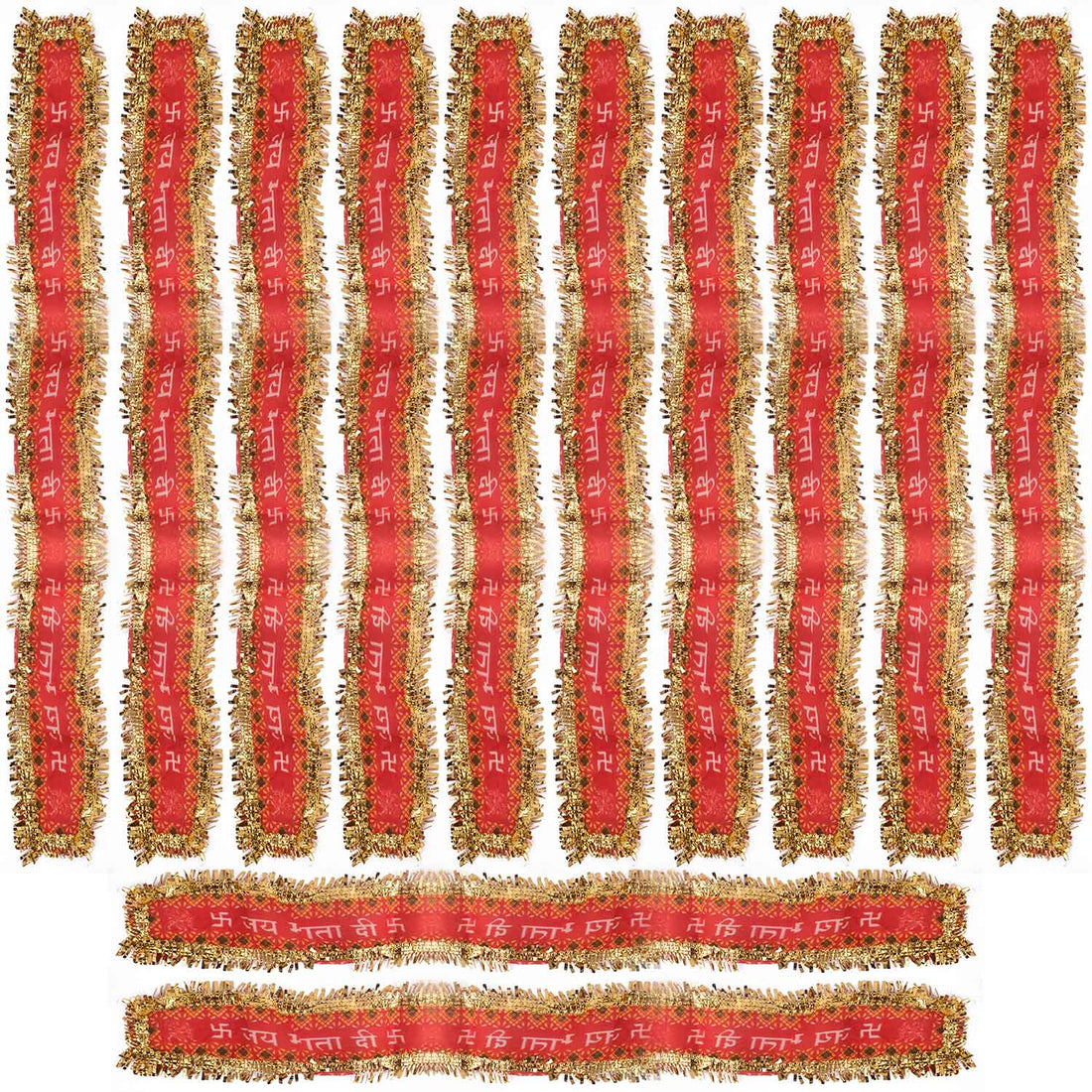 Jai Mata Di Patti Red and Gold โ Set of 12 (95 cm x 6 cm)