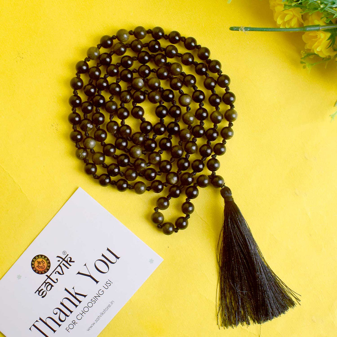 108 Beads Golden Obsidian Hakik Mala β A protective and grounding mala for spiritual strength, healing, and meditation. Indiaβs Premium Hakik Jap Mala Store - www.satvikstore.in