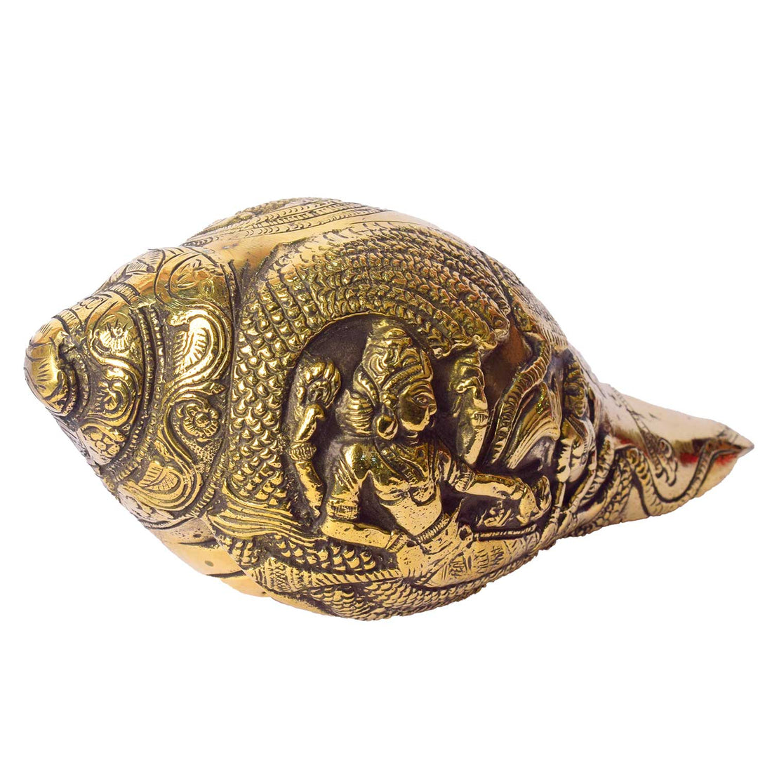 3.3 Inch Brass Engraved Laxmi Vishnu Shankh