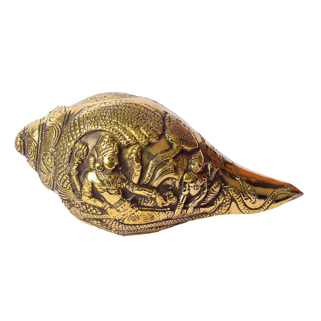 3.3 Inch Brass Engraved Laxmi Vishnu Shankh
