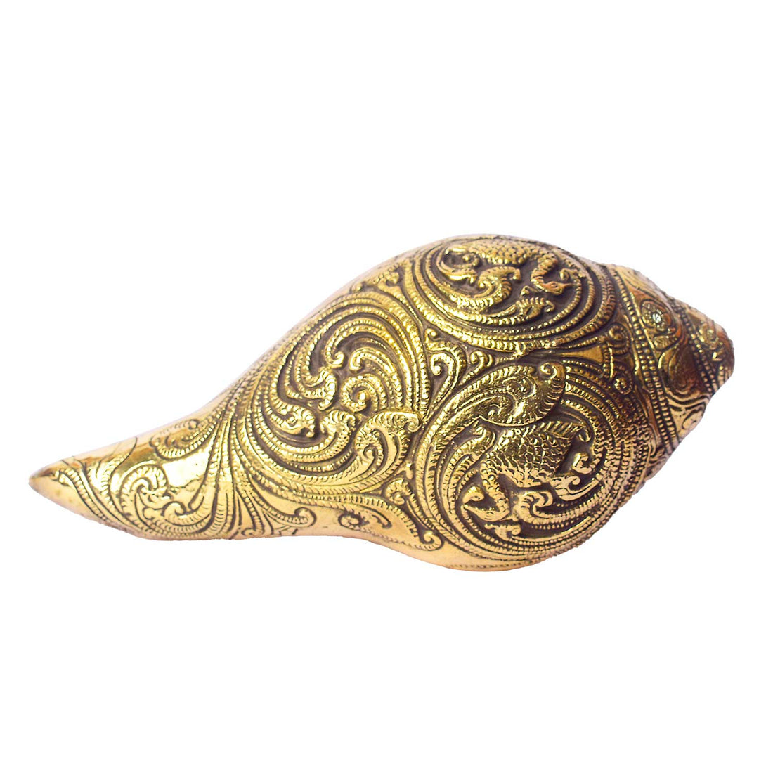 3.3 Inch Brass Engraved Laxmi Vishnu Shankh