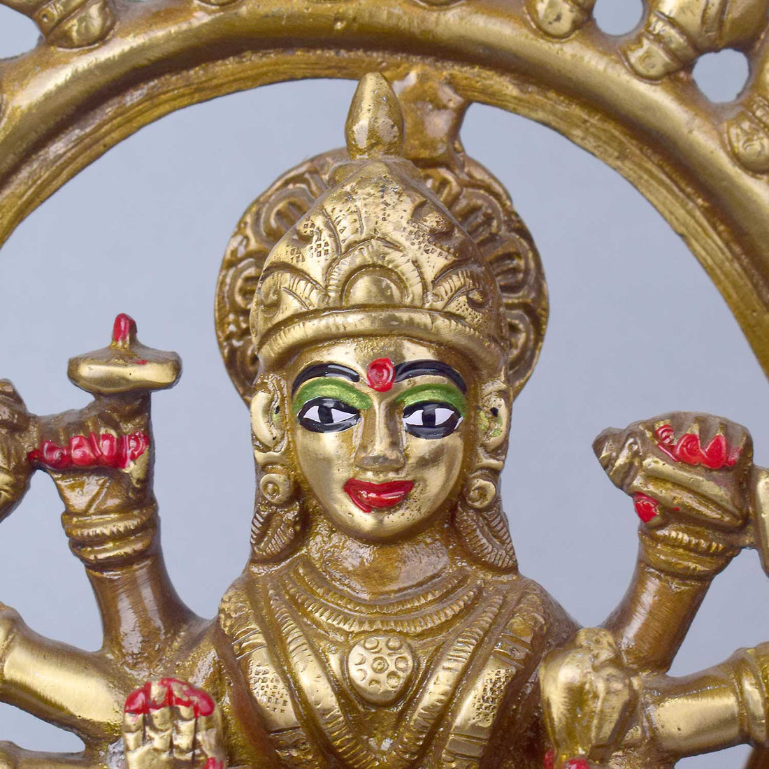 8 Inch Divine Sherawali Mata in a Round Frame