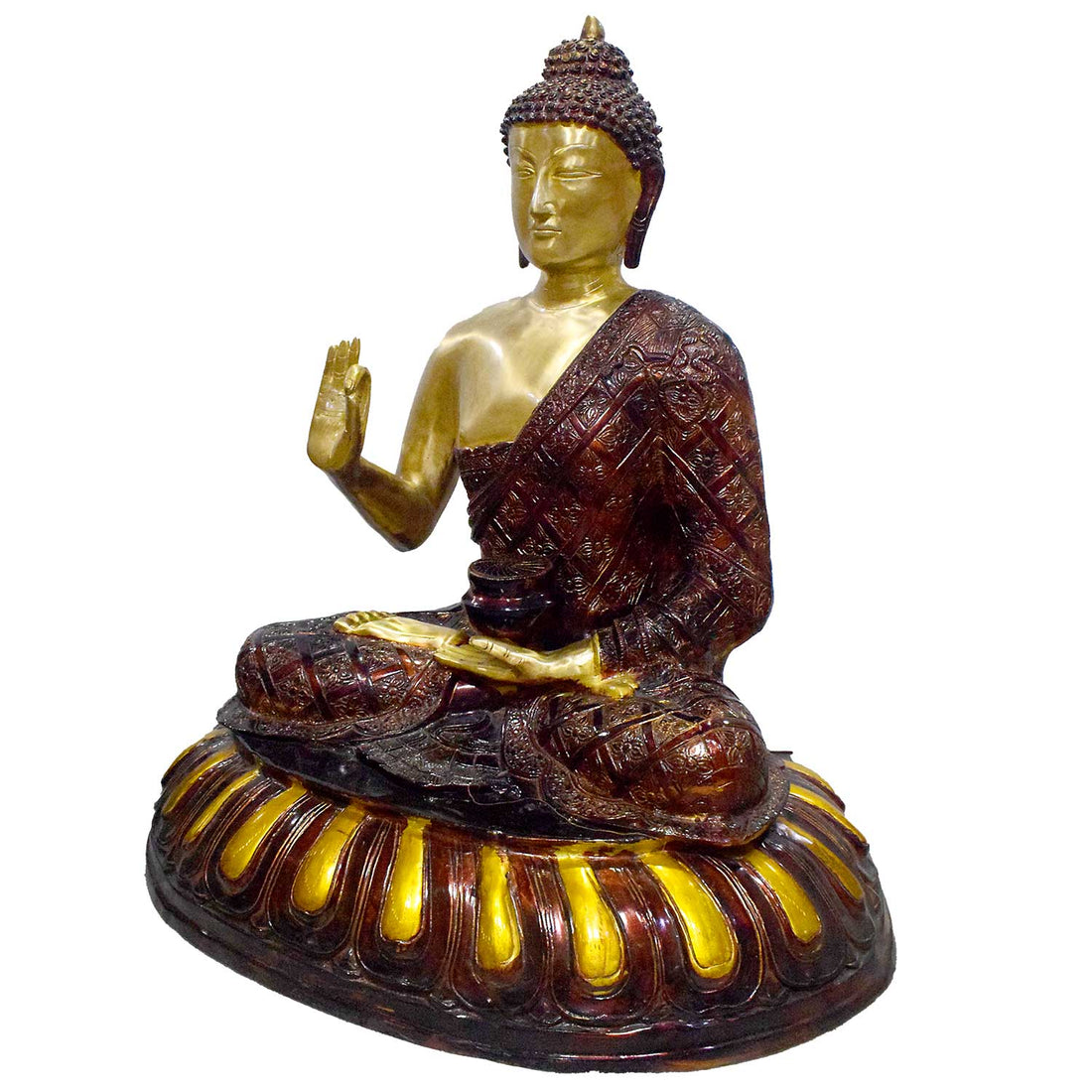 29 Inch Unique Dark Brass Buddha Statue