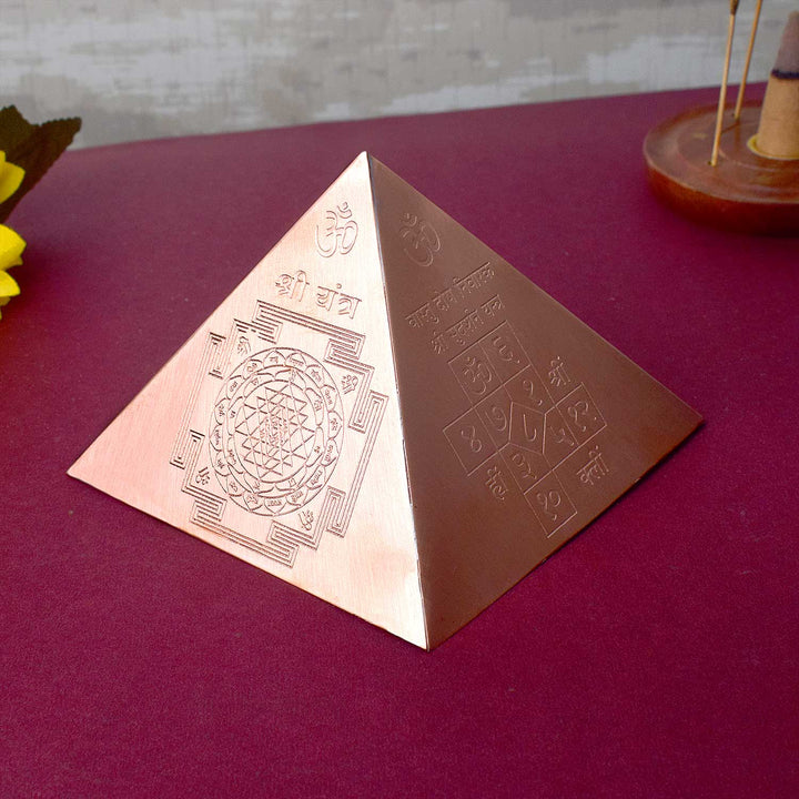 Big Copper Pyramid with precise Vastu geometry, designed for energy balancing, vastu correction, spiritual protection, and amplifying positivity in any environment. India’s Largest Pooja Accessories Brand - www.satvikstore.in