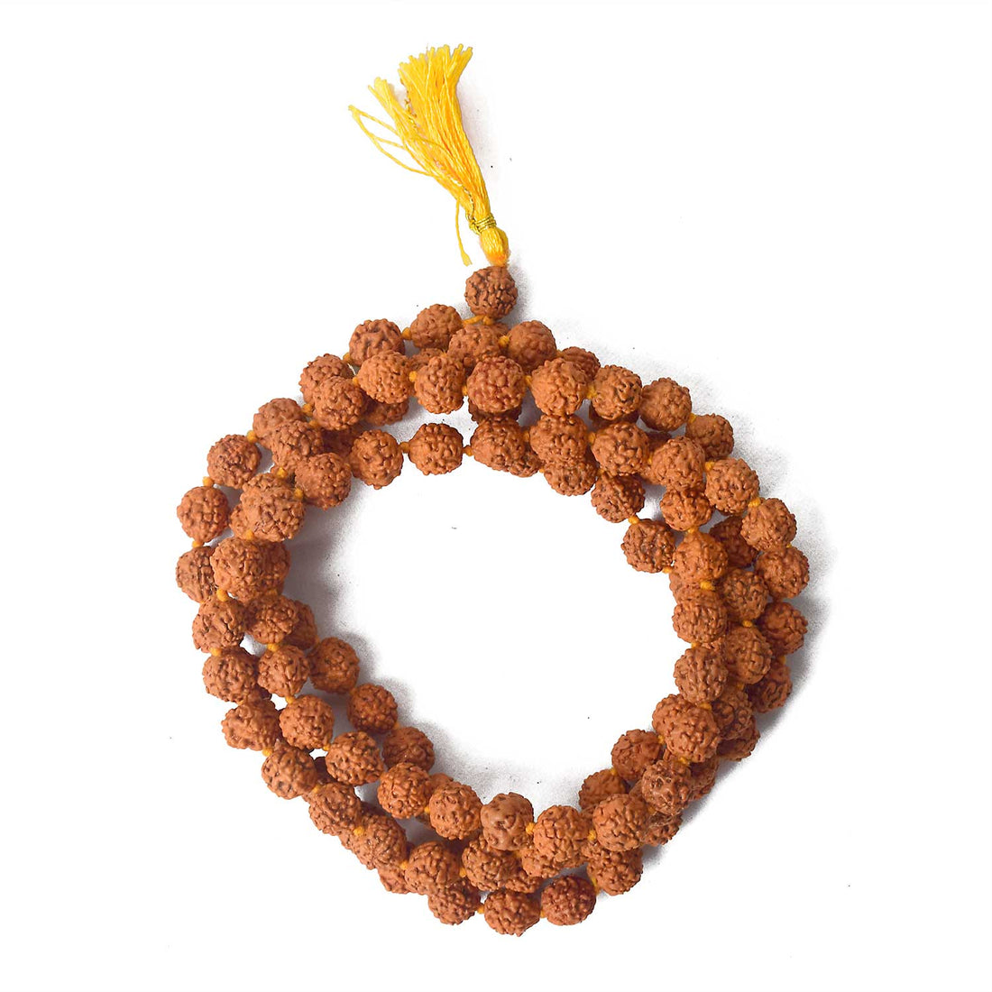5 Mukhi Rudraksha Mala Natural Brown 8mm Beads for Meditation