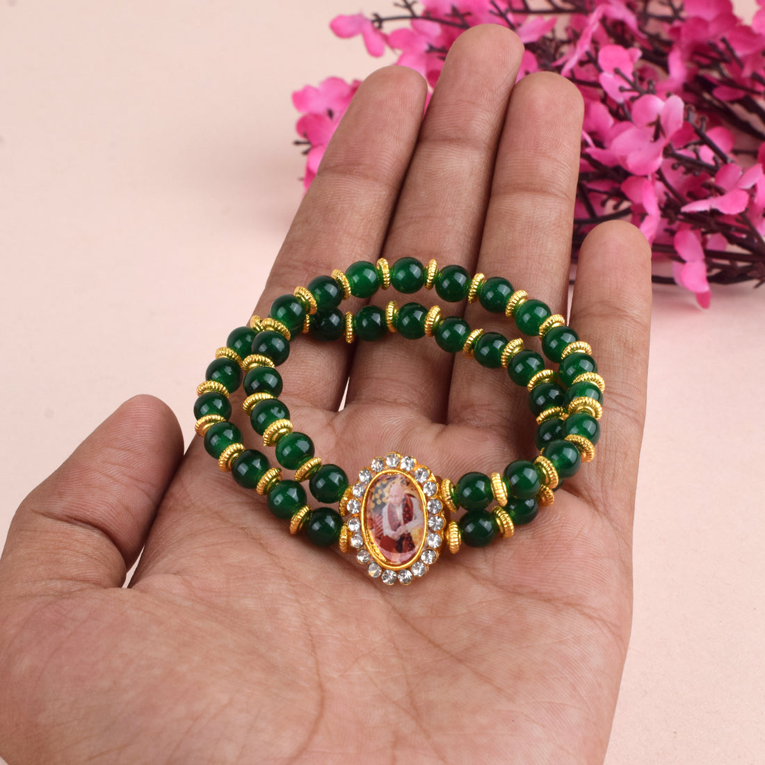 Dark Green Beaded Guru Ji Maharaj Handmade Bracelets for Men and Women