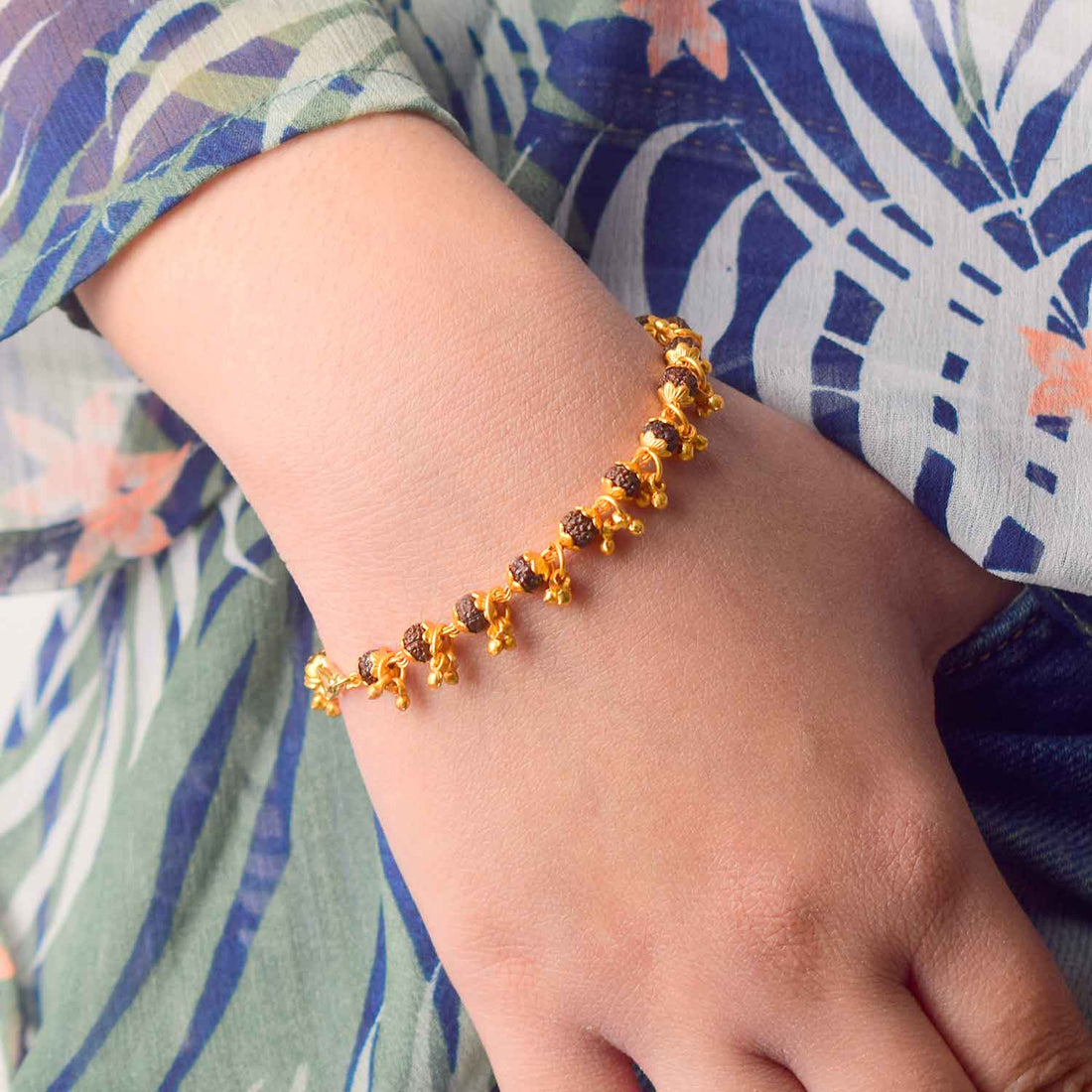 Gold Plated Rudraksha Bracelet for Women – Premium PVD Coating