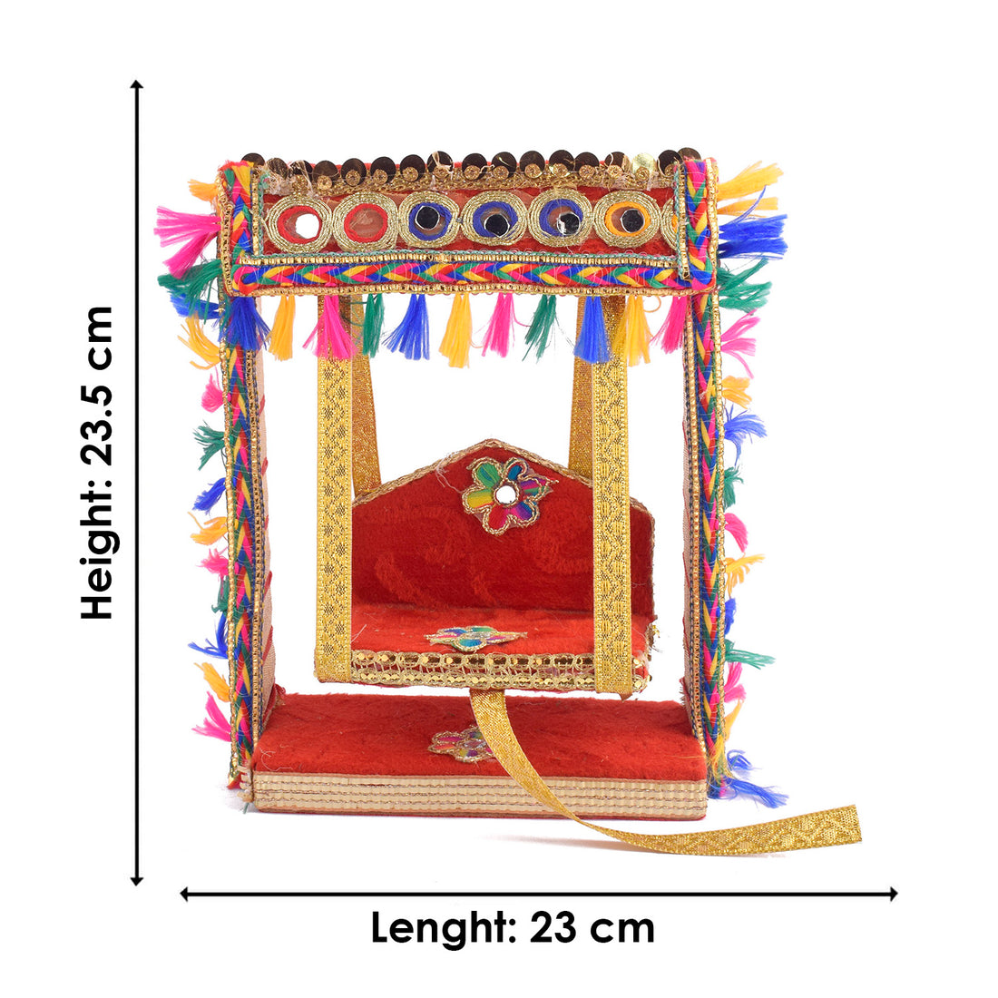 Elegant Laddu Gopal Jhula with Mirror Stone